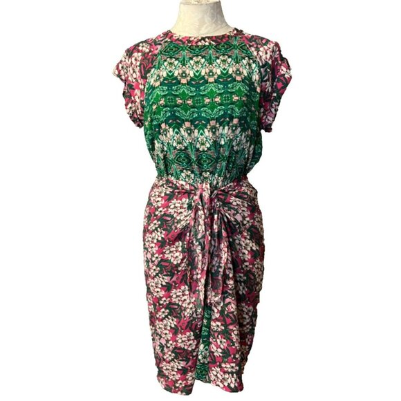 BCBGMAXAZRIA Dulce Dress S Small Colorful Pink Green Career Church Washable - Picture 1 of 7